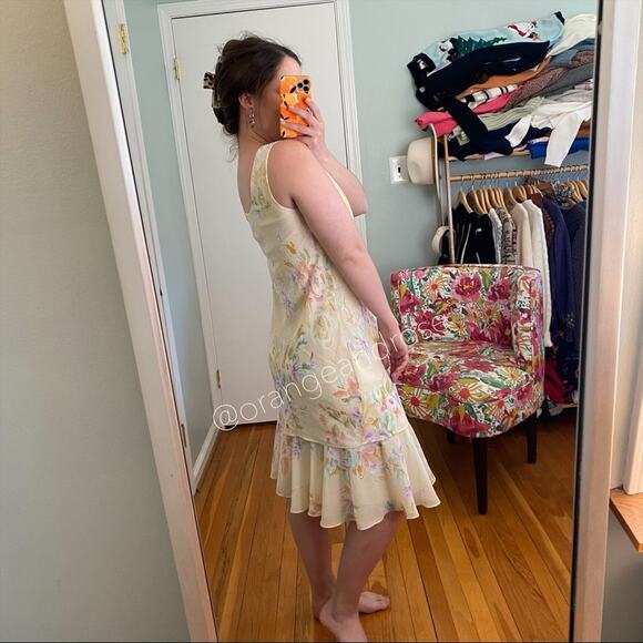 Vintage Metaphor 90s Pastel Yellow Pink Maxi Dress With Shawl Jacket 8 M - Picture 7 of 12